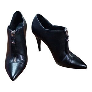 Michael Kors Bootie Shoes Womens Size 7.5 Black Calf Leather Stiletto Heel